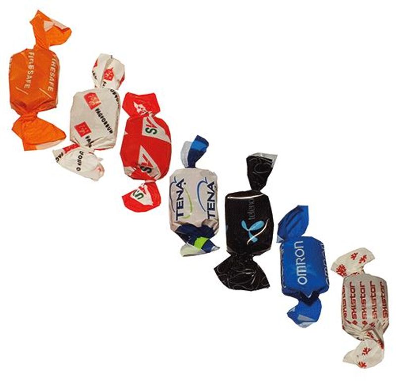Sjokolade og godterier med trykk