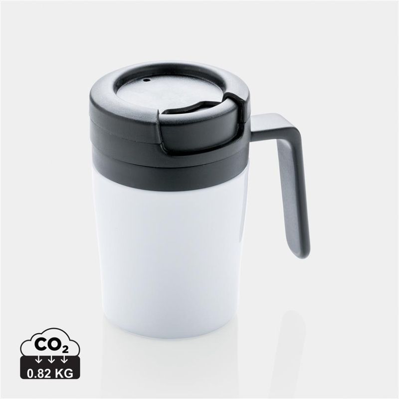 Termo kaffekopp med logo liten med håndtak